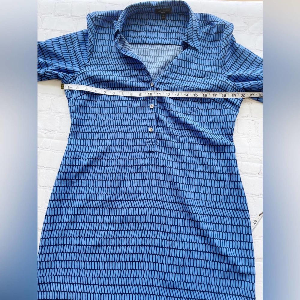 [The Limited] Ashton blue geometric print shirt dress size medium - Picture 7 of 10